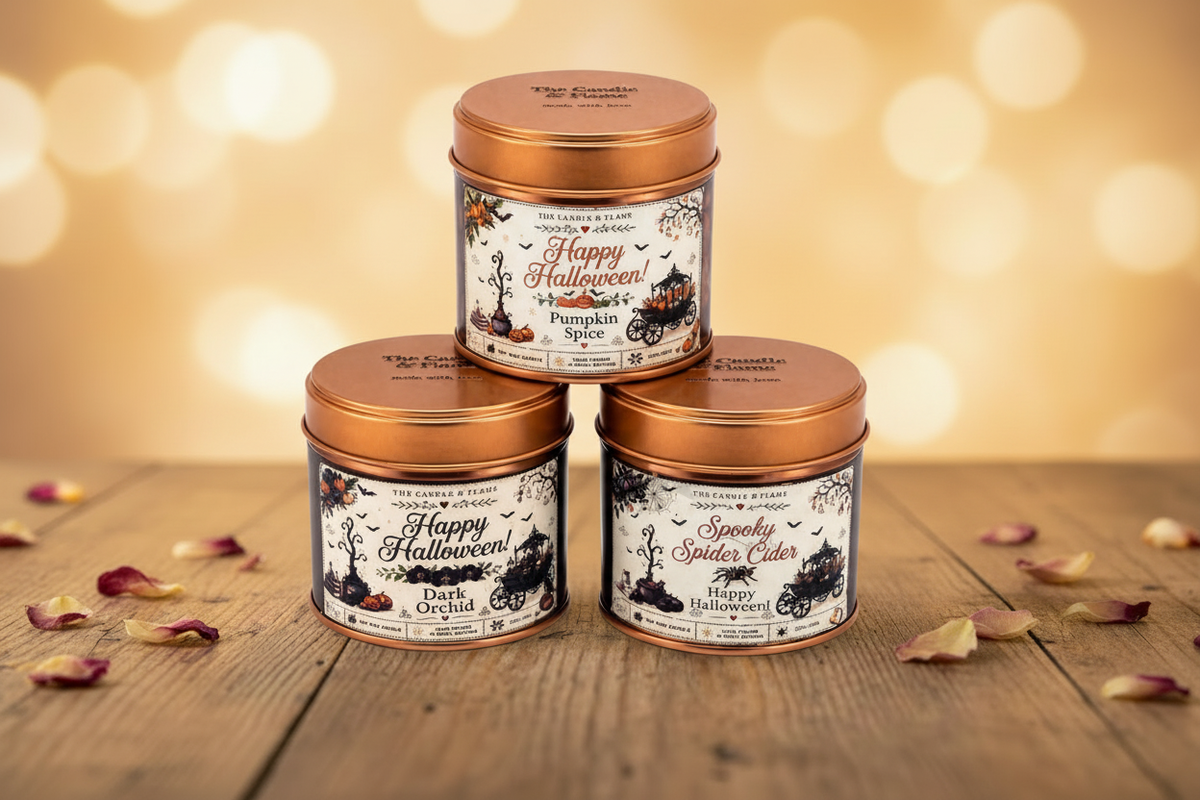 Halloween Candles on Warm Bokeh Background